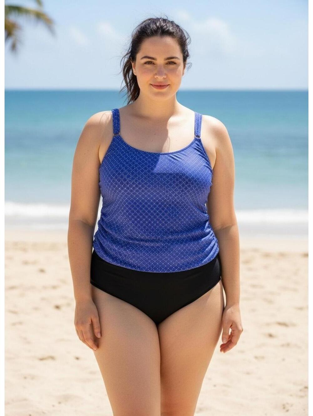 Womens Plus Size Tankini Swim Top by Krista Sz 3X Like New, Top Only Builtin Bra